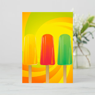 Summer Ice Pops Trio Bright Popsicles Invitation