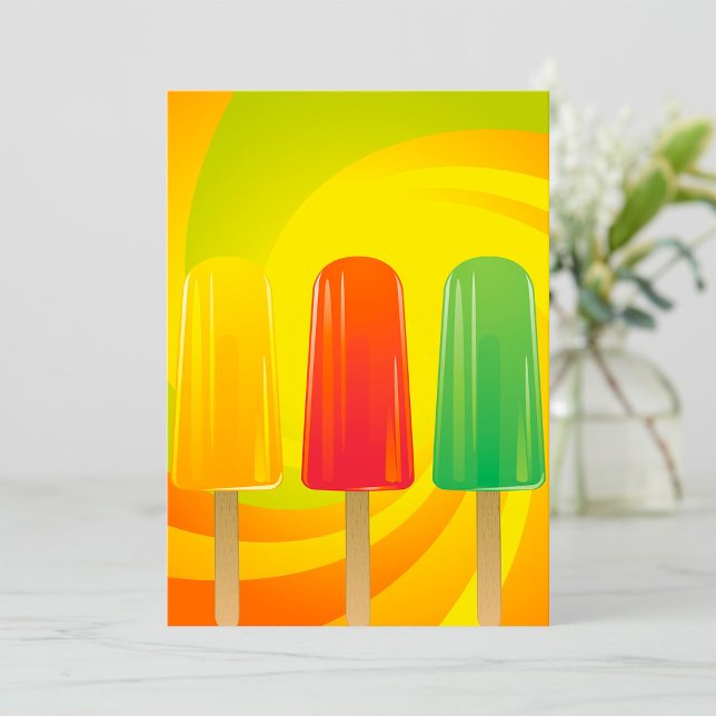 Summer Ice Pops Trio Bright Popsicles Invitation (Creator Uploaded)