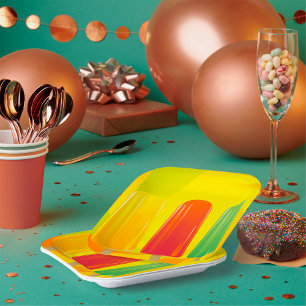 Summer Ice Pops Trio Bright Popsicles Paper Plate