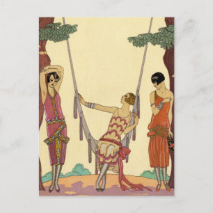 Summer in France Art Deco Postcard