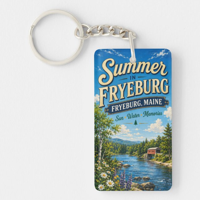 Summer in Fryeburg Maine Rectangle Acrylic Key Ring (Front)