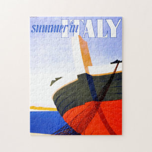 Summer in Italy Vintage Travel Illustration Jigsaw Puzzle