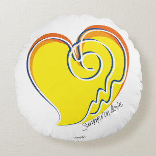 Summer in Love - Sun & Beach Heart Round Cushion