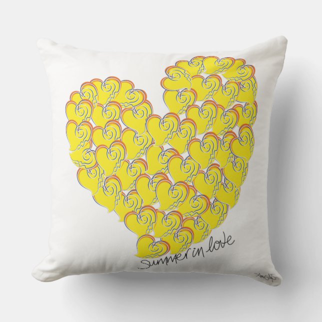 Summer in Love - Sun & Beach Hearts Cushion (Front)
