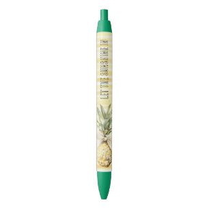 Summer in the Sun Yellow Stripes Pineapple Black Ink Pen