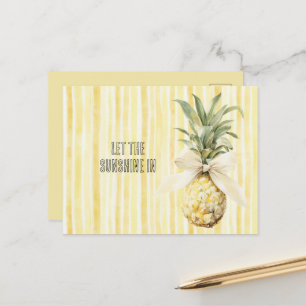 Summer in the Sun Yellow Stripes Pineapple Postcard