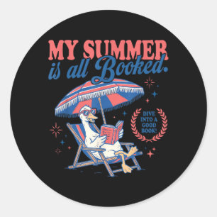 Summer is Booked Silly-Goose Reading Book Bookish Classic Round Sticker
