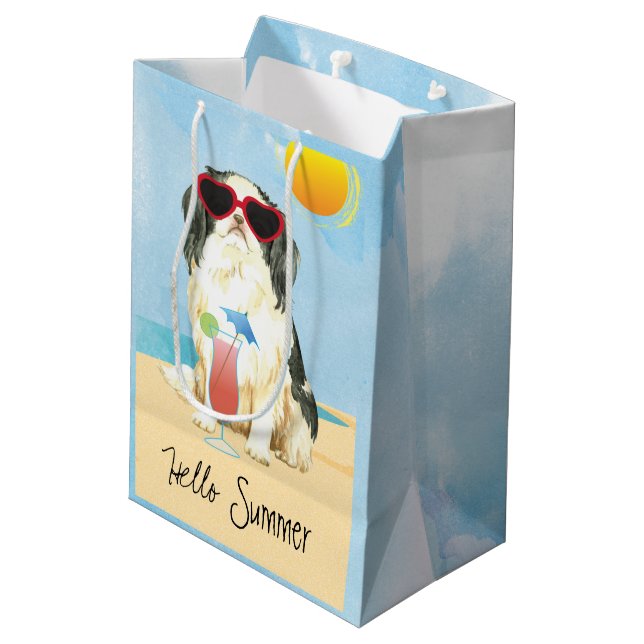 Summer Japanese Chin Medium Gift Bag (Back Angled)