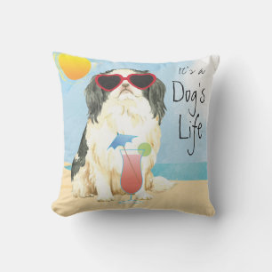 Summer Japanese Chin Outdoor Pillow
