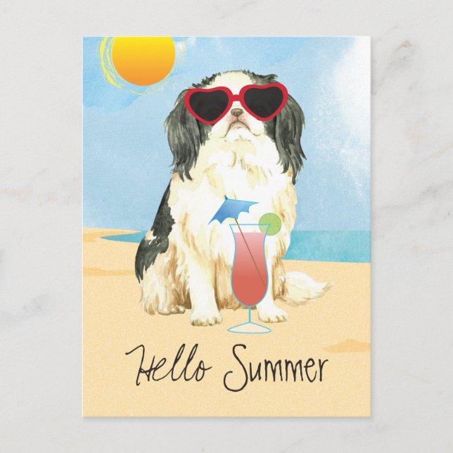 Summer Japanese Chin Postcard (Front)