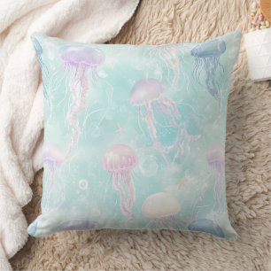 Summer Jellyfish Coastal Pattern Cushion