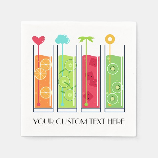 Summer Juices custom text paper napkins (Front)