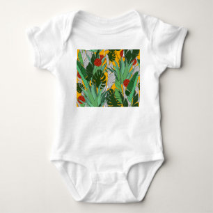 Summer Jungle: Bright Palm Pattern. Baby Bodysuit