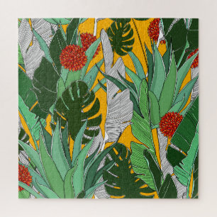 Summer Jungle: Bright Palm Pattern. Jigsaw Puzzle