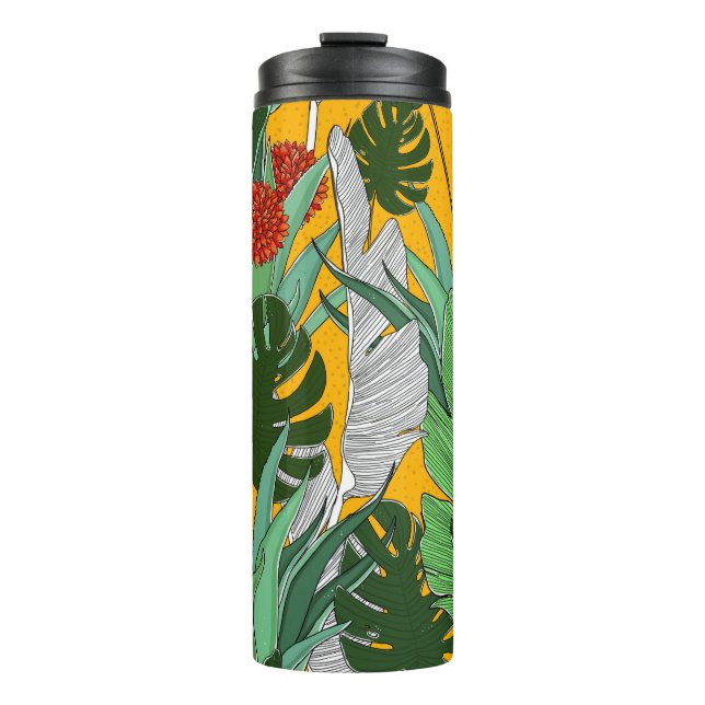 Summer Jungle: Bright Palm Pattern. Thermal Tumbler (Front)