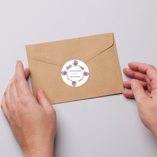 Summer Jungle Watercolour Floral Wedding Classic Round Sticker (Summer Jungle Watercolour Floral Wedding Supplies)