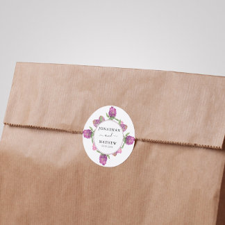 Summer Jungle Watercolour Floral Wedding Classic Round Sticker