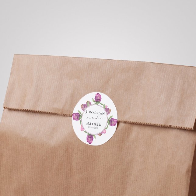 Summer Jungle Watercolour Floral Wedding Classic Round Sticker (Summer Jungle Watercolour Floral Wedding Supplies)