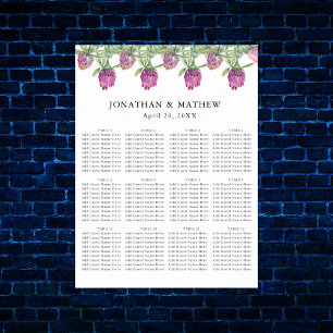 Summer Jungle Watercolour Floral Wedding Seating Poster