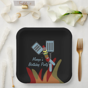 Summer Kabobs Cookout Park Birthday Paper Plate