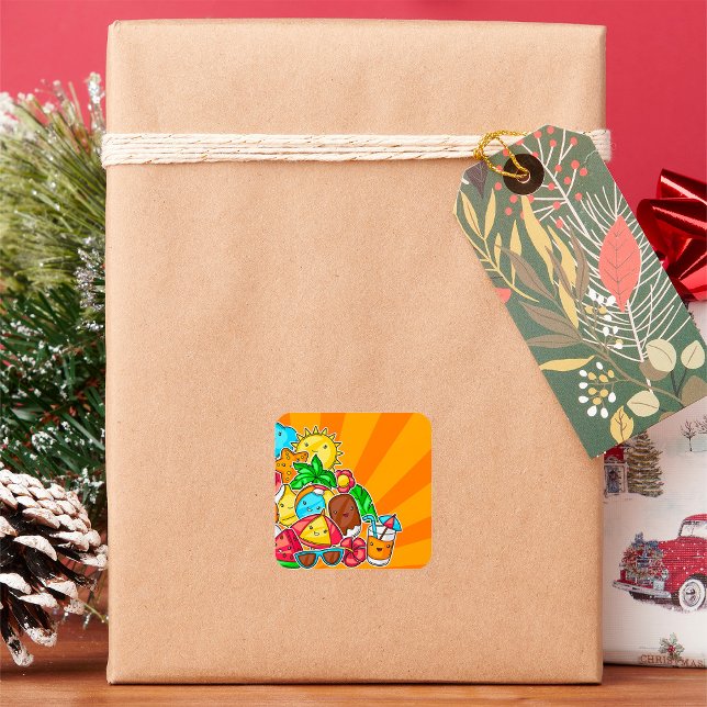 Summer Kawaii Square Sticker (Creator Uploaded)