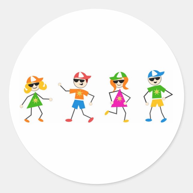 Summer Kids Classic Round Sticker (Front)