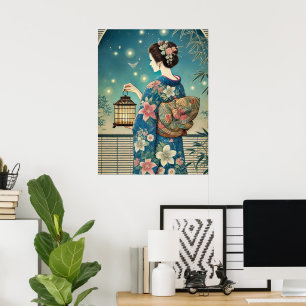summer kimono & fireflies poster