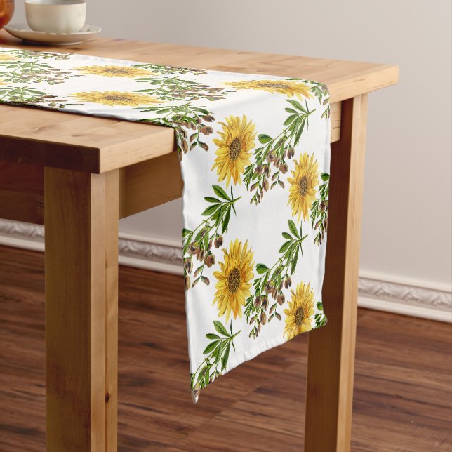 Summer Kitchen Decor  Yellow floral               Short Table Runner (In Situ)