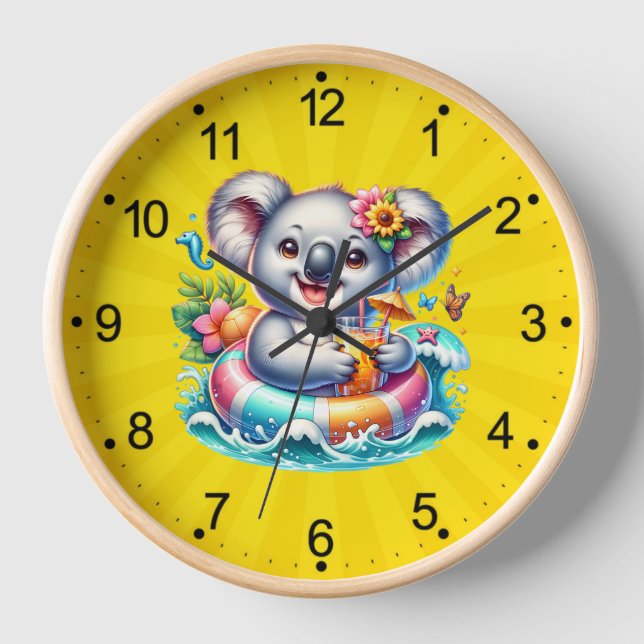 Summer Koala Sublimation Clipart-97702 Clock (Front)