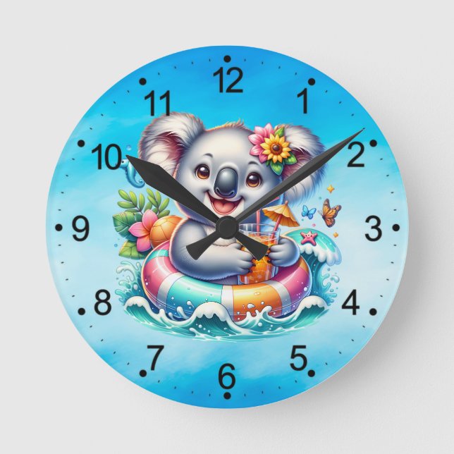 Summer Koala Sublimation Clipart-97702 Round Clock (Front)