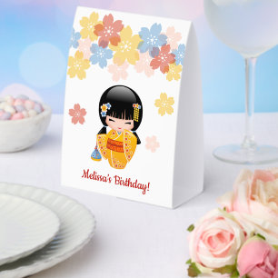 Summer Kokeshi Doll Yellow Kimono Geisha