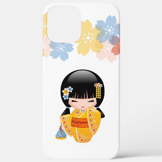 Summer Kokeshi Doll - Yellow Kimono Geisha Girl Case-Mate iPhone Case (Back)