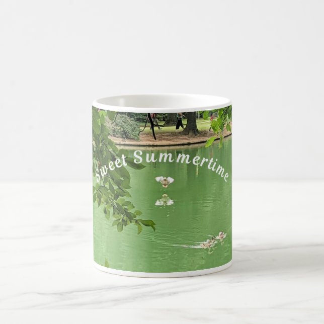 Summer lake and ducks coffee mug (Center)