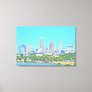 Summer Lake Skyline Cleveland, OH Canvas Print