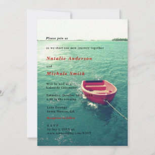 Summer Lakeside Destination Wedding Custom Invites