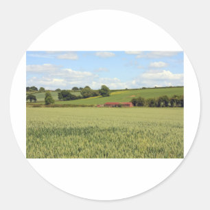 summer landscape classic round sticker