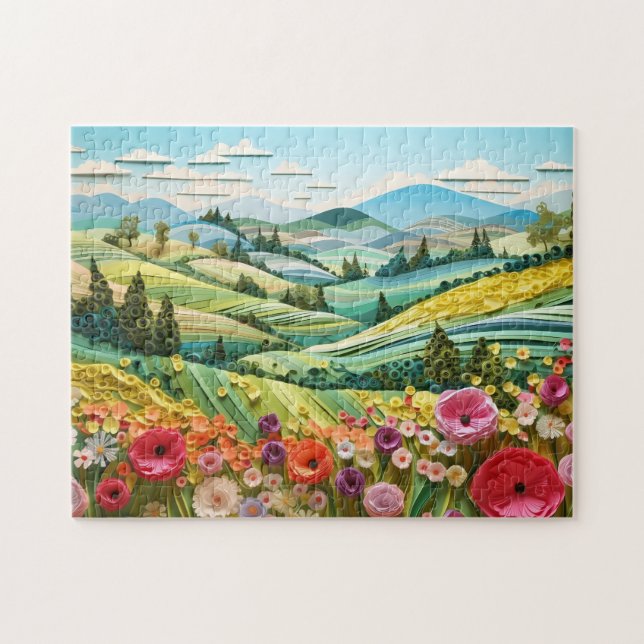 Summer landscape in paper quilt   jigsaw puzzle (Horizontal)