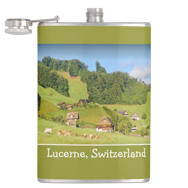 Summer Landscape in Switzerland Hip Flask (Opened)