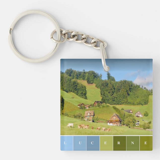 Summer Landscape in Switzerland Key Ring (Front)