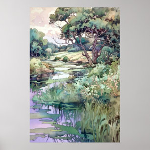 Summer Landscape Watercolor  Poster