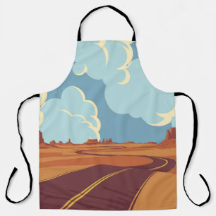 Summer landscape with an empty winding road in the apron
