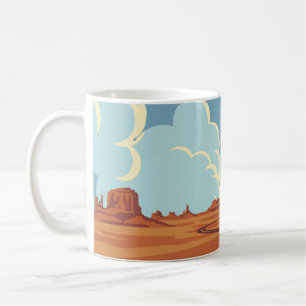 Summer landscape with an empty winding road in the coffee mug