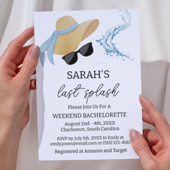 Summer Last Splash Bachelorette Party  Invitation (Creator Uploaded)