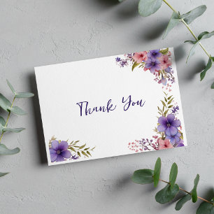 Summer lavender pink floral frame Thank You Enclosure Card