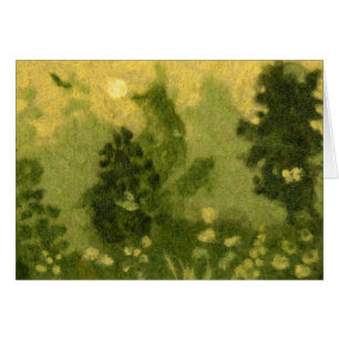 Summer lawn, wool painting, landscape green shades