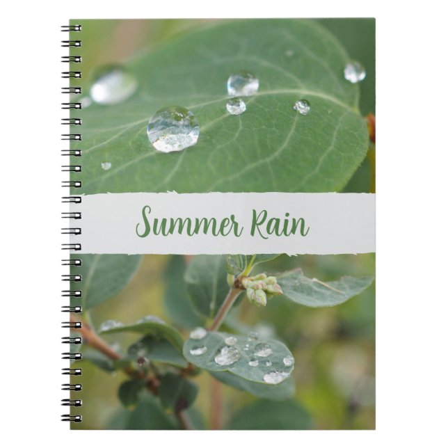 Summer Leaves and Raindrops Photo Spiral Notebook (Front)