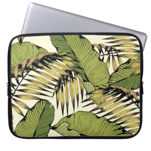 Summer leaves, branches, decorative seamless patte laptop sleeve