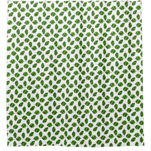 Summer Leaves Green Leaf Pattern on any Colour Shower Curtain (Front)