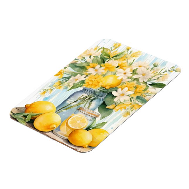 Summer Lemon Blossom Jar Magnet (Left Side)