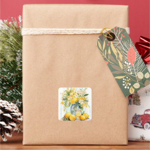 Summer Lemon Blossom Jar Square Sticker